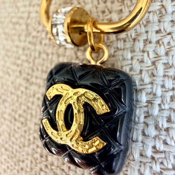 Upcycled Chanel Black Pendant with Gold Logo - Picture 13 of 15